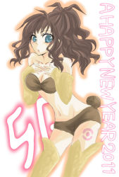 Rule 34 | 10s, 1girl, 2011, bare shoulders, blue eyes, boots, breasts, brown hair, cleavage, creatures (company), female focus, game freak, gradient background, heart, hilda (pokemon), image sample, large breasts, long hair, navel, new year, nintendo, pixiv sample, poke ball, pokemon, pokemon bw, ponytail, rabbit tail, resized, shorts, solo, tail, tattoo, white background
