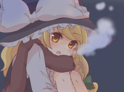 Rule 34 | 1girl, bad id, bad pixiv id, blonde hair, bow, braid, breath, female focus, hair bow, hat, hat bow, hovering kousin, kirisame marisa, perfect cherry blossom, scarf, solo, touhou, witch, witch hat, yellow eyes
