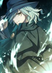 Rule 34 | 1boy, commentary request, edmond dantes (fate), fate/grand order, fate (series), from side, hair over one eye, hand on headwear, hat, hat tip, highres, jpeg artifacts, male focus, toosaka asagi