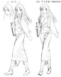 Rule 34 | 00s, 1girl, boots, braid, medea (fate), casual, dress, fate/hollow ataraxia, fate/stay night, fate (series), greyscale, jacket, long hair, long skirt, monochrome, pointy ears, single braid, sketch, skirt