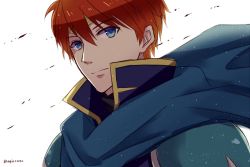 Rule 34 | 1boy, armor, blue eyes, cape, eliwood (fire emblem), fire emblem, fire emblem: the blazing blade, headband, kazame, looking at viewer, male focus, nintendo, red hair, short hair, simple background, solo, taiga kazame