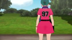 Rule 34 | 3d, animated, ass, audible music, bikini, blue eyes, bouncing breasts, braid, braided ponytail, breasts, bulma, dancing, dragon ball, dress, female focus, forest, music, nature, nipples, panties, pink dress, ribbon, sound, swimsuit, underwear, video