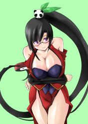 Rule 34 | 1girl, arc system works, bare shoulders, black bra, black hair, blazblue, blazblue: calamity trigger, bra, breasts, china dress, chinese clothes, cleavage, crossed arms, dress, female focus, glasses, highres, huge breasts, lao jiu, large breasts, lingerie, litchi faye ling, long hair, ponytail, purple eyes, solo, tumekui, underwear, very long hair, yin yang