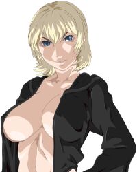 Rule 34 | 1girl, bible black, blonde hair, breasts, green eyes, highres, jody crowley, large breasts, shin bible black, short hair, witch