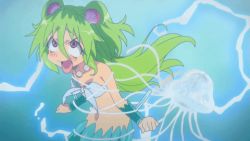 Rule 34 | 1girl, animated, animated gif, electrocution, green hair, jellyfish, lowres, mermaid, monster girl, muromi-san, namiuchigiwa no muromi-san