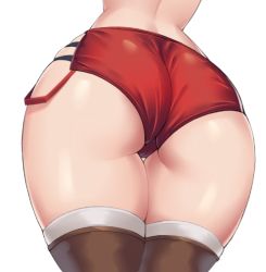 Rule 34 | 1girl, ass, ass focus, atelier (series), atelier ryza, cameltoe, from behind, head out of frame, huge ass, mahou kyuuri, red shorts, reisalin stout, shiny clothes, shiny skin, short shorts, shorts, skindentation, solo, thick thighs, thighhighs, thighs