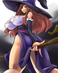Rule 34 | 1girl, ass, bare shoulders, between legs, breasts, brown eyes, brown hair, curvy, detached sleeves, dragon&#039;s crown, dress, fingernails, hat, huge breasts, kneeling, kobayashi tetsuya, large breasts, long fingernails, long hair, long skirt, looking back, nipples, puffy nipples, skirt, solo, witch, sorceress (dragon&#039;s crown), staff, strapless, strapless dress, thick thighs, thighs, vanillaware, weapon, witch, witch hat