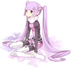 Rule 34 | 1girl, bad id, bad pixiv id, purple eyes, purple hair, sitting, solo, sophie (tales), tales of (series), tales of graces, twintails, wariza, white background, zenmai