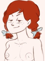 Rule 34 | breasts, freckles, nipples, product girl, red hair, small breasts, smug, tagme, topless, twintails, wendy&#039;s, wendy (wendy&#039;s)