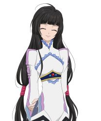 Rule 34 | 1girl, arms behind back, black hair, closed eyes, highres, kohaku hearts, long hair, long sleeves, official art, simple background, solo, tales of (series), tales of hearts, tales of link, very long hair, white background