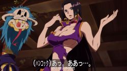 Rule 34 | 1girl, black hair, boa hancock, breasts, large breasts, long hair, one piece, salome (one piece), snake, text focus, torn clothes, translated