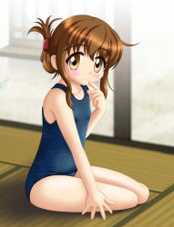 Rule 34 | 10s, 1girl, brown eyes, brown hair, inazuma (kancolle), kantai collection, long hair, neopure, personification, school swimsuit, swimsuit