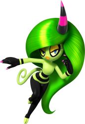Rule 34 | 1girl, blue eyes, colored sclera, green hair, highres, horns, lips, nail polish, official art, simple background, single horn, solo, sonic (series), sonic lost world, thick lips, yellow sclera, zeena