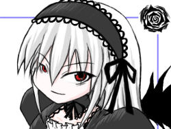 Rule 34 | 00s, 1girl, colored skin, lowres, pale skin, red eyes, rozen maiden, silver hair, solo, suigintou, white skin