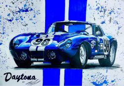 Rule 34 | acrylic paint (medium), car, castrol, commentary, english commentary, master concentrate28, motor vehicle, no humans, original, painting (medium), race vehicle, racecar, roundel, shadow, shelby cobra, shelby cobra daytona coupe, signature, traditional media, vehicle focus