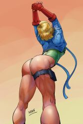 Rule 34 | absurdres, ass, bent over, cammy stretch (meme), cammy white, from behind, highres, huge ass, kneepits, md5 mismatch, meme, non-web source, nude, nyan, onesie, resolution mismatch, solo, source smaller, standing, street fighter, thick thighs, thigh strap, thighs