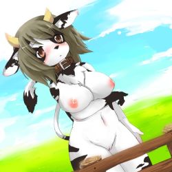 Rule 34 | animal ears, blush, breasts, collar, cow ears, cow girl, cow horns, cow tail, furry, horns, large breasts, pussy, tail