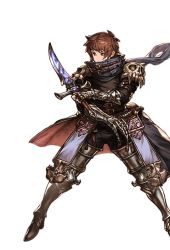 Rule 34 | 10s, 1boy, alpha transparency, armor, armored boots, boots, brown eyes, brown hair, enhancer (granblue fantasy), full body, gauntlets, gran (granblue fantasy), granblue fantasy, male focus, minaba hideo, official art, pauldrons, shoulder armor, solo, sword, transparent background, weapon