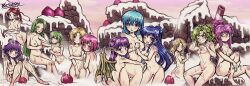 Rule 34 | 6+girls, amelia (fire emblem), ass, blonde hair, blue eyes, blue hair, braid, breasts, candy, candy cane, censored, completely nude, covering privates, covering crotch, dragon wings, eirika (fire emblem), embarrassed, fire emblem, fire emblem: the sacred stones, food, fruit, green eyes, green hair, heart, heart censor, highres, hug, l&#039;arachel (fire emblem), long hair, lute (fire emblem), marisa (fire emblem), medium breasts, multiple girls, myrrh (fire emblem), natasha (fire emblem), neimi (fire emblem), nintendo, nude, one eye closed, pink eyes, pink hair, purple eyes, purple hair, red hair, small breasts, strawberry, syrene (fire emblem), tana (fire emblem), tethys (fire emblem), thaumana, twin braids, vanessa (fire emblem), whipped cream, wings