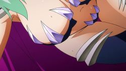 Rule 34 | 10s, 1girl, animated, animated gif, bouncing breasts, breasts, cape, cleavage, green hair, large breasts, navel, open mouth, run elsie jewelria, solo, to love-ru, to love-ru darkness