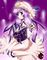 Rule 34 | 1girl, :o, blush, book, crescent, dress, female focus, full body, hat, holding, holding book, jum (artist), jum (parallel parasol), long hair, mob cap, open book, parted lips, patchouli knowledge, purple background, purple eyes, purple hair, reading, seiza, simple background, sitting, solo, touhou, very long hair