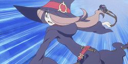 Rule 34 | 10s, 1girl, animated, animated gif, dragon, flying, hair over one eye, hat, little witch academia, lowres, sucy manbavaran, witch hat