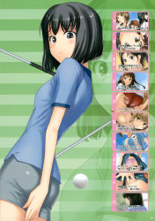 Rule 34 | black eyes, black hair, golf club, highres, kimi kiss, shijou mitsuki, tanaka shoutarou