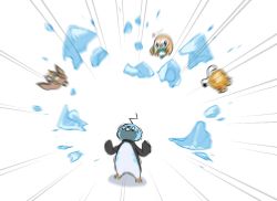 Rule 34 | 0 0, anger vein, angry, bird, blurry, creatures (company), dedenne, eiscue, eiscue (noice), emphasis lines, game freak, gen 4 pokemon, gen 6 pokemon, gen 7 pokemon, gen 8 pokemon, hands up, head back, ice, looking up, motion blur, nintendo, no humans, piku (another pikuru), pokemon, pokemon (creature), rowlet, standing, starly