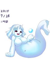 Rule 34 | 1girl, artist request, breasts, creatures (company), dewgong, female focus, full body, furry, furry female, game freak, gen 1 pokemon, nintendo, no humans, open mouth, orb, pokemon, pokemon (creature), simple background, solo, white background, white hair