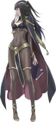 Rule 34 | 1girl, absurdres, black hair, blunt bangs, bodysuit, book, cape, covered navel, fingernails, fire emblem, fire emblem awakening, full body, highres, hime cut, jewelry, kozaki yuusuke, long fingernails, long hair, long legs, looking at viewer, lots of jewelry, navel, nintendo, official art, see-through, solo, standing, tharja (fire emblem), transparent background, two side up
