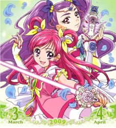 Rule 34 | 00s, 2girls, :d, arm warmers, cure dream, earrings, eyelashes, highres, jewelry, kawamura toshie, long hair, looking at viewer, magical girl, milk (yes! precure 5), milky rose, mimino kurumi, multiple girls, official art, open mouth, pink eyes, pink hair, precure, purple eyes, purple hair, smile, twintails, yes! precure 5, yes! precure 5 gogo!, yumehara nozomi