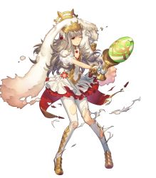 Rule 34 | 1girl, animal ears, broken egg, chalice, closed mouth, cup, dress, egg, fake animal ears, fire emblem, fire emblem heroes, flat chest, full body, gloves, hair ornament, high heels, highres, nintendo, official art, one eye closed, pantyhose, puffy short sleeves, puffy sleeves, rabbit ears, red eyes, see-through, short dress, short sleeves, silver hair, solo, torn clothes, torn pantyhose, transparent background, umiu geso, veronica (fire emblem), white gloves