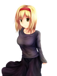 Rule 34 | 1girl, alice margatroid, alternate hairstyle, bad id, bad pixiv id, blonde hair, casual, contemporary, hairband, highres, husky (artist), solo, touhou, yellow eyes
