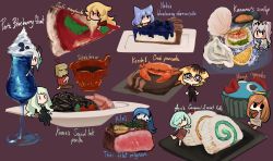 Rule 34 | absurdres, cake, centurii-chan (artist), chibi, food, highres, pasta, pizza, seafood, steak