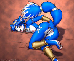 Rule 34 | 1girl, animal ears, animal hands, anus, barefoot, breasts, dr comet, feet, fox, furry, furry female, highres, krystal, naughty face, nintendo, nude, one eye closed, pawpads, pussy, soles, solo, star fox, tail, toes, uncensored, wink