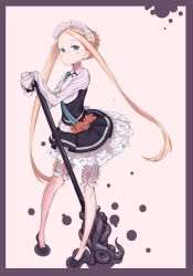 Rule 34 | abigail williams (fate), abigail williams (festival outfit) (fate), absurdres, blonde hair, blue eyes, butterfly hair ornament, dress, fate/grand order, fate (series), hair ornament, heroic spirit chaldea park outfit, highres, holding, key, long hair, looking at viewer, maid, maid headdress, mary janes, official alternate costume, parted bangs, shoes, sleeves past fingers, sleeves past wrists, solo, stuffed animal, stuffed toy, teddy bear, umi (umi no kusomusi)