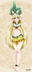 Rule 34 | 1girl, animal ears, aztec, blonde hair, breasts, chii, chobits, female focus, highres, long hair, mayan, mayan mythology, nude, solo, tribal