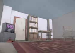 Rule 34 | bed, book, bookshelf, carpet, chair, console, controller, desk, door, game console, game controller, gamepad, good end, no humans, office chair, rabbit r, room, scenery, swivel chair, television, trash can, video game, yume nikki