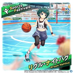 Rule 34 | 3girls, alternate costume, antennae, ball, basketball, basketball (object), black footwear, black shirt, black skirt, character name, closed mouth, commentary, copyright name, copyright notice, english commentary, english text, full body, game cg, green eyes, green hair, gym uniform, holding, holding ball, kisume, komeiji koishi, komeiji satori, looking at viewer, multiple girls, navel, rotte (1109), rumia, shirt, shoes, skirt, smile, sneakers, solo focus, stadium, third-party source, touhou, touhou lostword, wriggle nightbug, wriggle nightbug (worm moon firefly), wristband