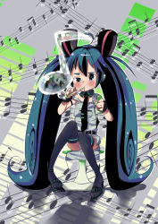 Rule 34 | 1girl, :t, ahoge, blue eyes, blue hair, blush, bubble, blowing bubbles, female focus, full body, hatsune miku, high heels, highres, long hair, matching hair/eyes, musical note, necktie, panties, pantyshot, shoes, sitting, solo, striped clothes, striped panties, thighhighs, twintails, underwear, ushihashiru, very long hair, vocaloid