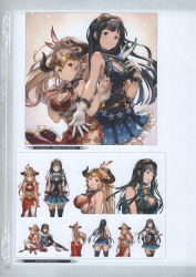 Rule 34 | 10s, 2girls, absurdres, aliza (granblue fantasy), alternate costume, bare shoulders, black hair, blue bow, bow, breasts, brown eyes, cleavage, cleavage cutout, clothing cutout, cover, draph, dress, earrings, feather hair ornament, feathers, frills, gloves, goggles, goggles on head, granblue fantasy, grin, hair ornament, hand on own chest, high ponytail, highres, jessica (granblue fantasy), jewelry, large breasts, long hair, medium breasts, minaba hideo, miniskirt, multiple girls, non-web source, official art, pointy ears, purple bow, red dress, red eyes, scan, see-through, silver hair, sitting, skirt, smile, thighhighs, white gloves, zettai ryouiki