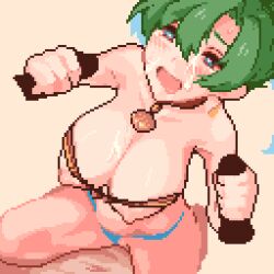 Rule 34 | 1girl, 3boys, animated, animated gif, bouncing breasts, breasts, breasts out, cleavage, cum, cum on body, cum on breasts, cum on upper body, facial, fire emblem, fire emblem: the blazing blade, green hair, handjob, lyn (fire emblem), medium breasts, momiahair, multiple boys, nintendo, nipples, penis, penis silhouette, pixel art, sex, straddling, swimsuit