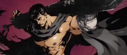 Rule 34 | 1boy, abs, absurdres, ass, bara, bare pectorals, berserk, black hair, cloak, commentary, dizdoodz, english commentary, erection, feet out of frame, foreshortening, gauntlets, guts (berserk), highres, holding, holding sword, holding weapon, large pectorals, looking at viewer, male focus, male pubic hair, muscular, muscular male, naked cloak, nipples, over shoulder, pectorals, penis, pubic hair, short hair, sideburns, solo, spirit, squatting, stomach, sword, sword over shoulder, thighs, veins, veiny penis, weapon, weapon over shoulder
