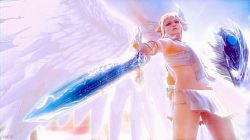 Rule 34 | 1girl, 3d, angel, angel wings, animated, animated gif, armpits, bra, crystal, elysium (soulcalibur), head wings, lowres, miniskirt, shield, skirt, solo, soul calibur, soulcalibur, soulcalibur v, sword, underwear, weapon, wings