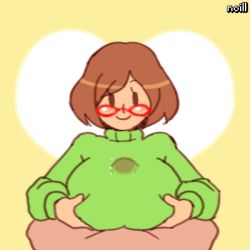 Rule 34 | 1girl, animated, animated gif, bottomless, bouncing breasts, breast lift, breasts, brown eyes, brown hair, cum, cum on body, cum on clothes, cum on upper body, glasses, huge breasts, huge penis, large breasts, large penis, lowres, nikki (swapnote), nintendo, noill, paizuri, paizuri under clothes, penis, penis under another&#039;s clothes, pov, red-framed eyewear, short hair, swapnote, sweater, testicles, turtleneck, uncensored