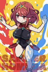 Rule 34 | 1girl, breasts, large breasts, ma2acworks, one-piece swimsuit, pyra (pro swimmer) (xenoblade), pyra (xenoblade), red eyes, red hair, solo, swimsuit, xenoblade chronicles (series), xenoblade chronicles 2