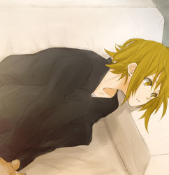 Rule 34 | androgynous, brown eyes, brown hair, couch, gender request, gogono pan&#039;ya, hair down, k-on!, long sleeves, lying, on side, open mouth, reverse trap, short hair, solo, tainaka ritsu