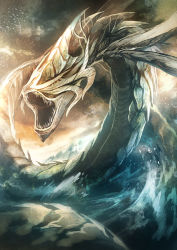 Rule 34 | dragon, leviathan (mythology), monster, no humans, noki (affabile), ocean, pixiv fantasia, pixiv fantasia 5, solo, water, waves