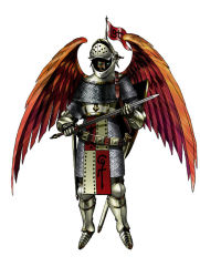 Rule 34 | angel, archangel (shin megami tensei), armor, atlus, demon, feathers, flag, helmet, male focus, persona, shin megami tensei, sword, weapon, wings