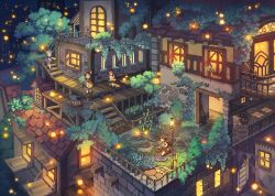 Rule 34 | 43, 4others, barrel, basket, building, cactus, chibi, grass, multiple others, night, rock, scene, stairs, tagme, tree, window, wooden floor